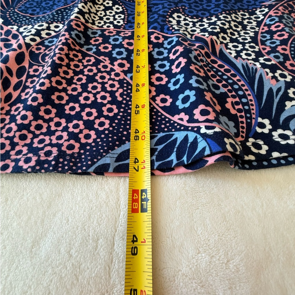 Talbots Petite Blue Pink Pailsley Fit & Flare Stretch Sleeveless Maxi Dress - Picture 8 of 13